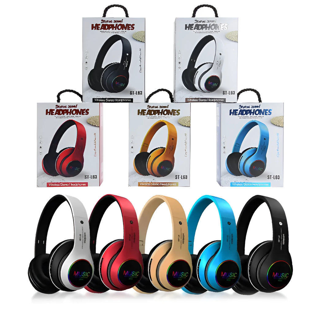 Wireless Bluetooth stereo headset in selected colour with 40mm speakers and USB charging port