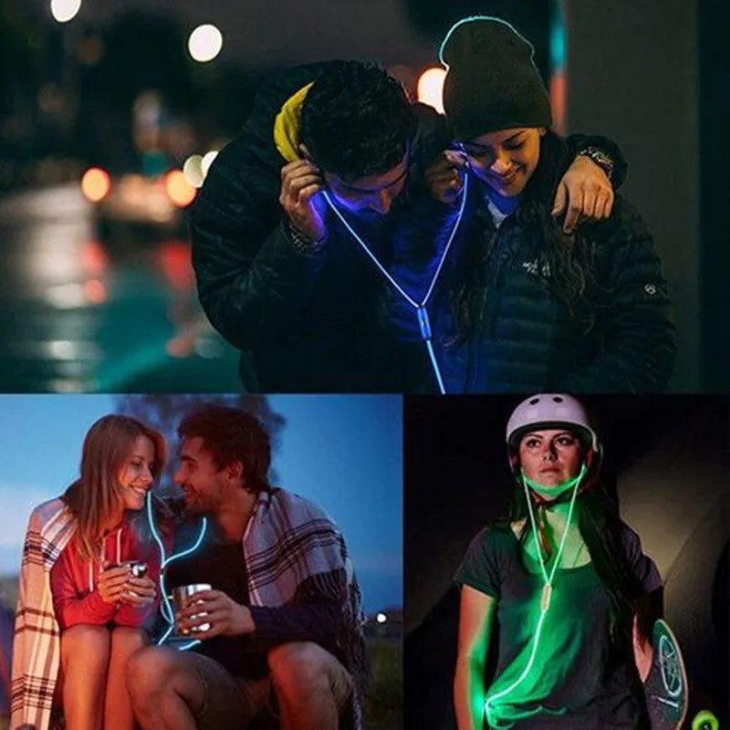 Magic Light LED earphones with illuminated cable and aluminium earpieces, showing blue colour variant.