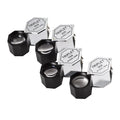 Handheld metal jeweller's loupe with optical glass lens for stamp and coin identification.
