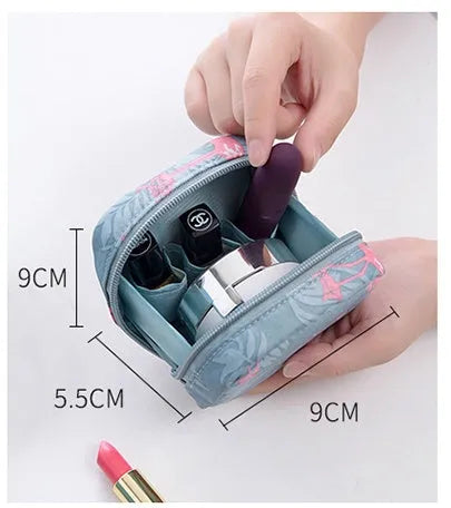Soft cloth cube-shaped makeup storage bag in blue, pink, white, and white pink colour options.