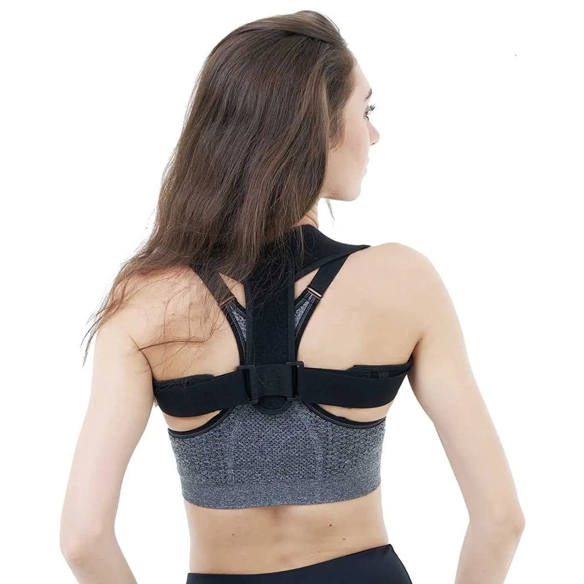 Black adjustable invisible breathable posture correction strap free size for back support