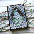 Peacock Beauty diamond painting journal notebook A5 size with black cover and textured drill patterns