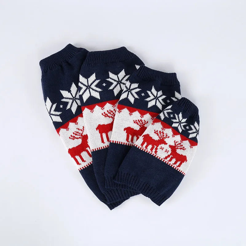 Navy blue personalised Christmas dog knitted sweater for small to medium breeds