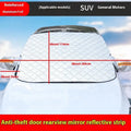 Aluminium foil car windshield cover with reflective edges and magnets for SUVs and large luxury vehicles