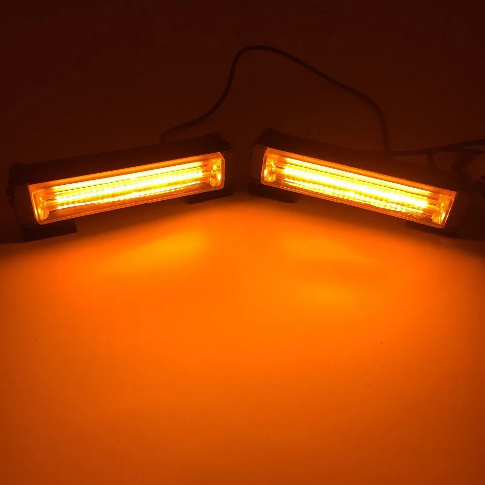 Yellow Drag Two Middle Net COB LED strobe light body, 160mm aluminum alloy housing for 12-24V vehicle warning systems