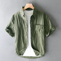Men's pure cotton short sleeve casual shirt in loose Japanese style