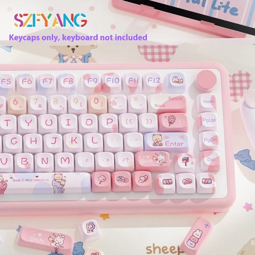 Sweet Cotton Candy colour mechanical keyboard keycap set showing 112 or 120 key options