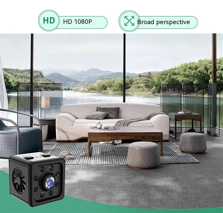 Black cube-shaped HD K13 remote network sports camera with bracket mount showing 26mm dimensions