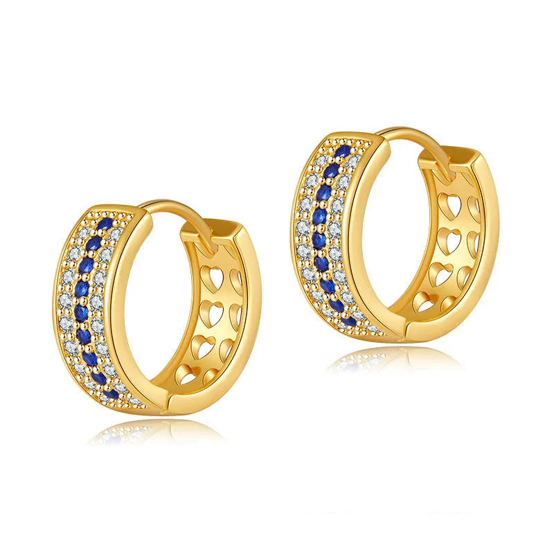 Round geometric women's earrings with copper construction and drop style design