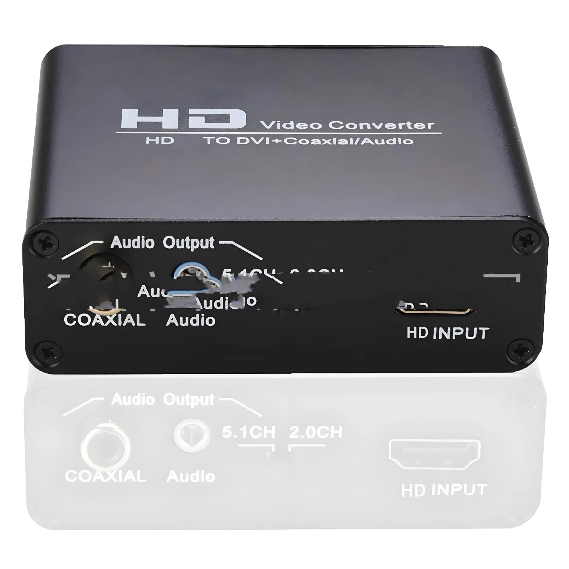 Black HDMI to DVI converter with coaxial audio output and 1.5 metre cable
