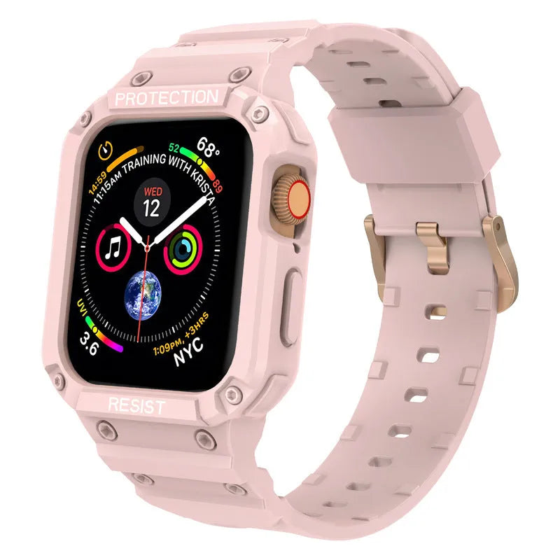 Apple Watch Series 8 TPU sport strap in multiple colours showing 38mm and 42mm size options