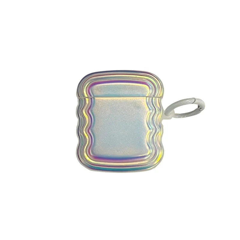 Silicone AirPods case with holographic laser ring design for multiple Apple AirPods models