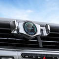 Wireless charging car phone holder, ABS snap-in air vent mount, 120mm x 110mm x 65mm, black silver gold