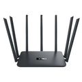 Black and white dual-band 5G router with multiple antennas for wall-through WiFi coverage