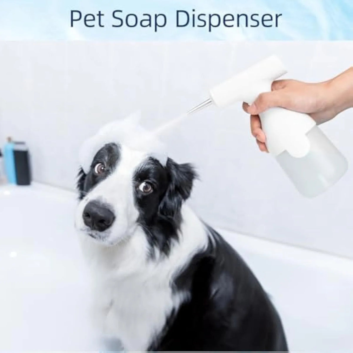 White electric foam soap dispenser for pet baths and household cleaning with rechargeable battery