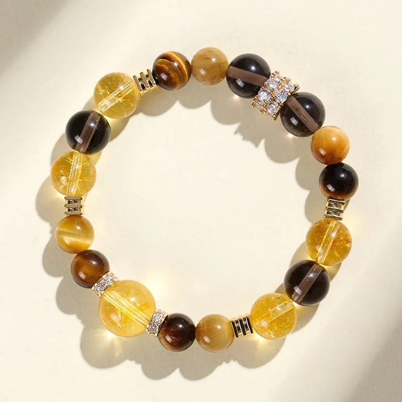 Women's natural yellow tower crystal string beads bracelet with 10mm artificial crystal beads