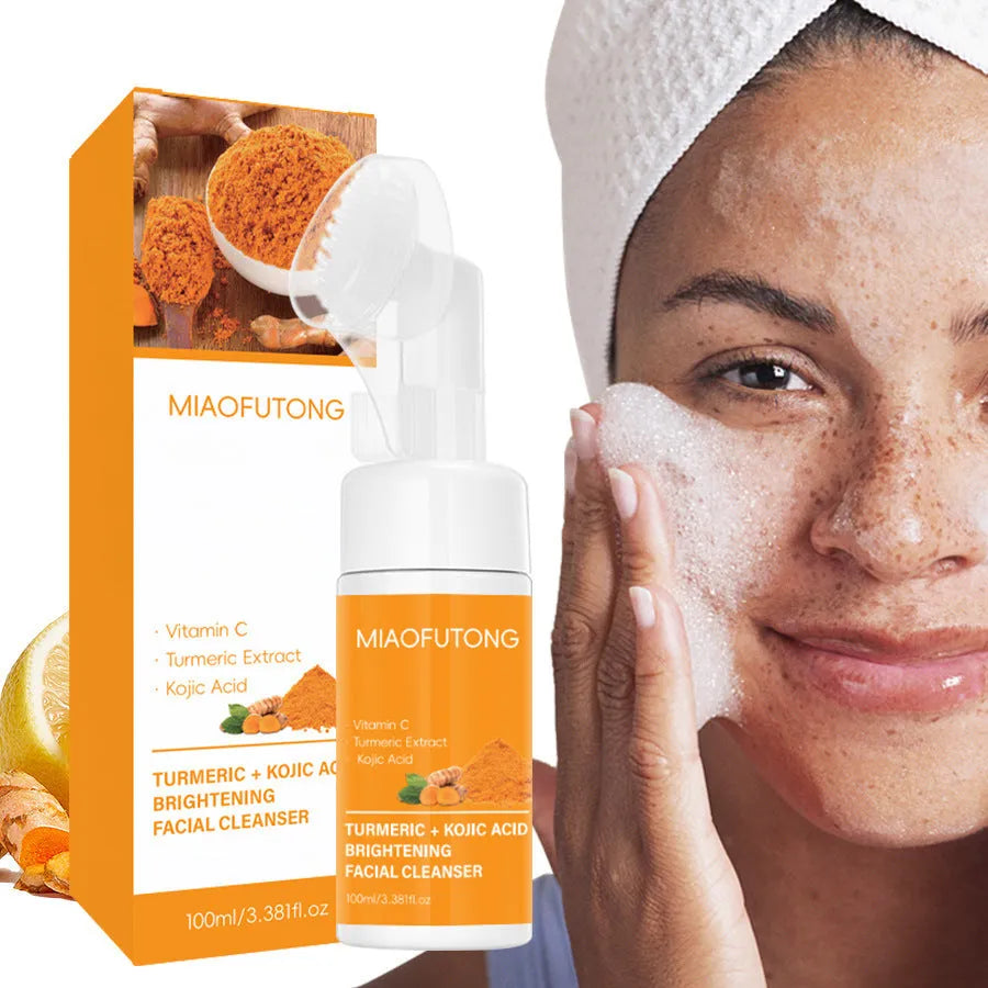 Turmeric cleansing mousse facial cleaning pad set with ginger soap and 30 reusable pads