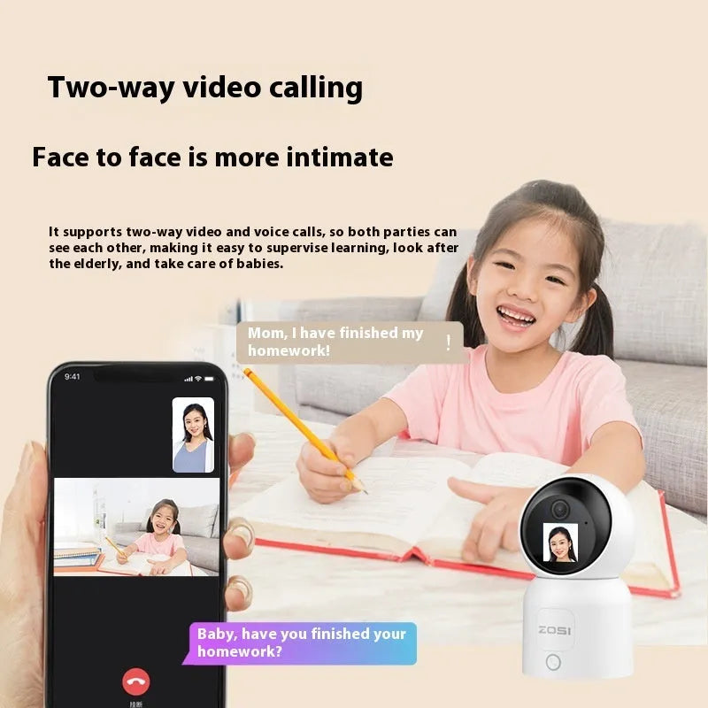 Zhou Shi wireless indoor security camera with large screen display mounted on wall