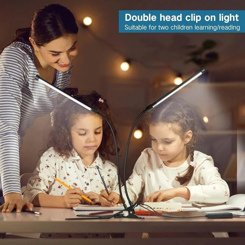 Black or white USB LED desk lamp with eye protection feature measuring 26 cm length
