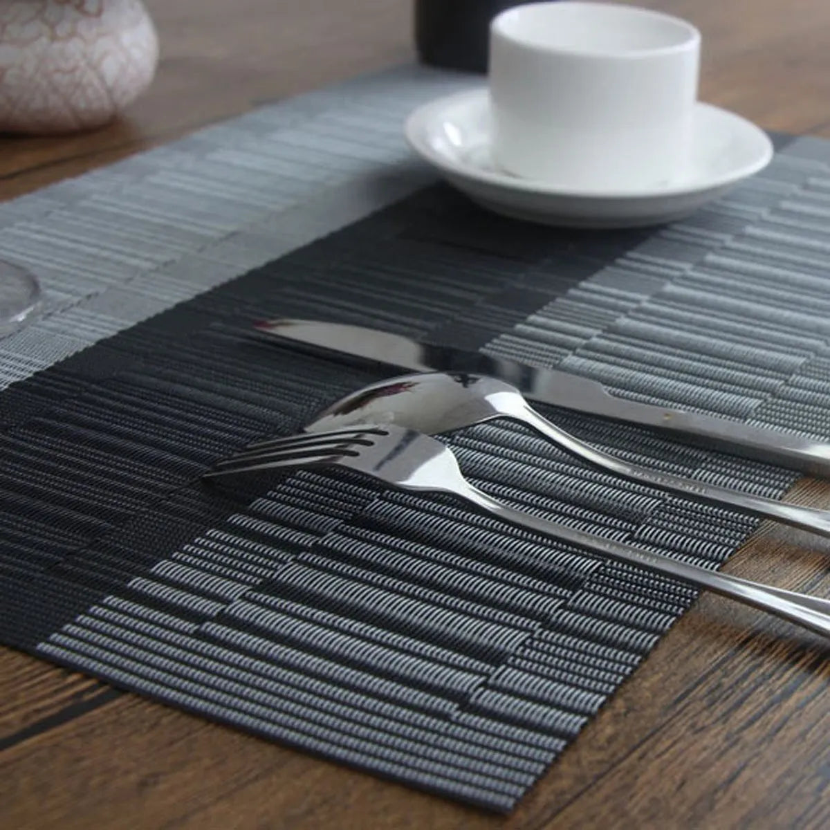 PVC non-slip table runner place mat in modern simplicity style showing gradient bamboo pattern