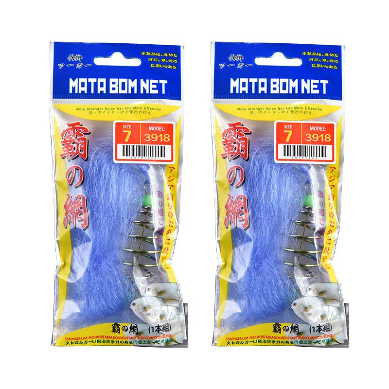 Hand throw fishing net with nylon mesh and metal spring hook, shown in various mesh sizes from 1.5cm to 6.5cm