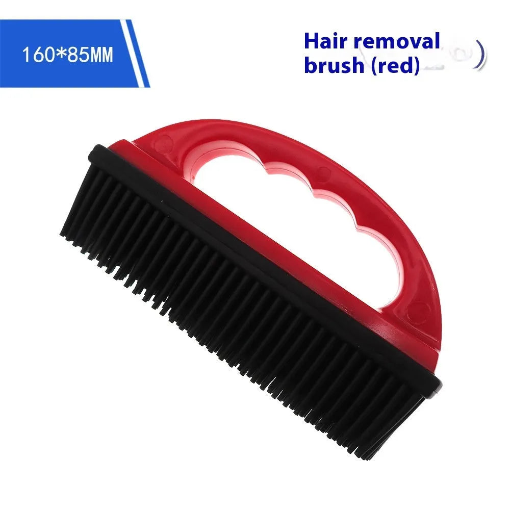 Red pet bath massage brush measuring 160mm by 85mm with multifunctional carpet cleaning capability