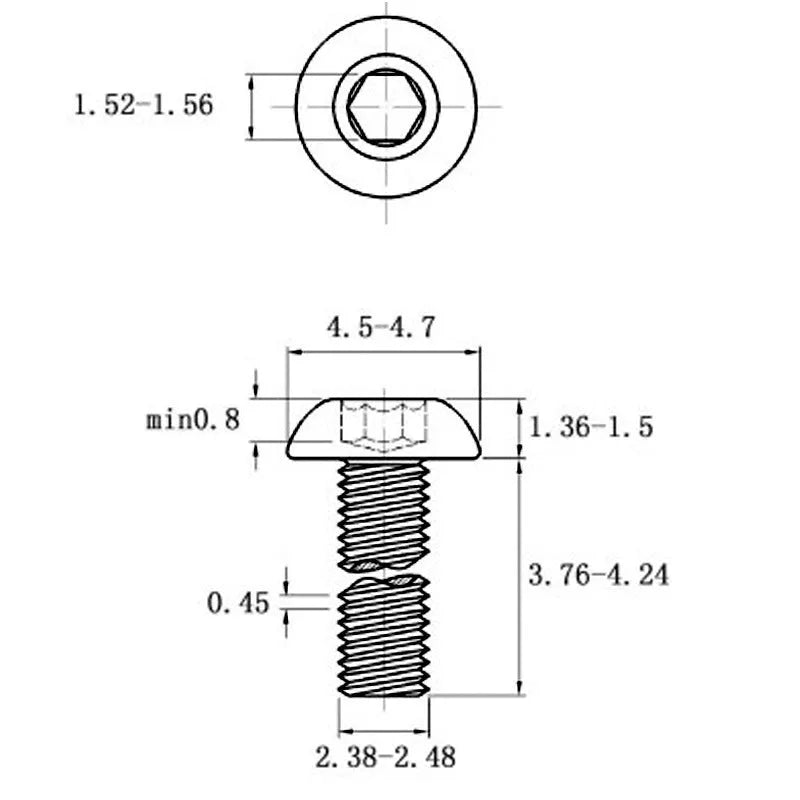 Stainless steel half round pan head hexagon screw with hex socket drive