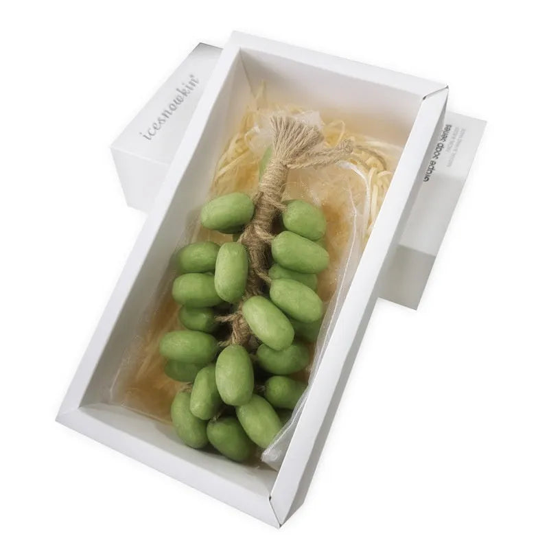 Grape handmade soap bar 120g in packaging with black grape, green grape, purple grape and litchi options