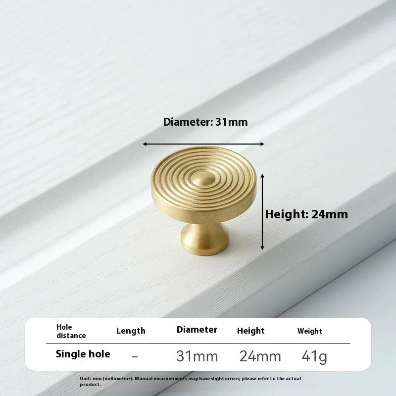 Brass knurled cabinet handle for wardrobe drawer cupboard with polished brushed sealing glaze finish