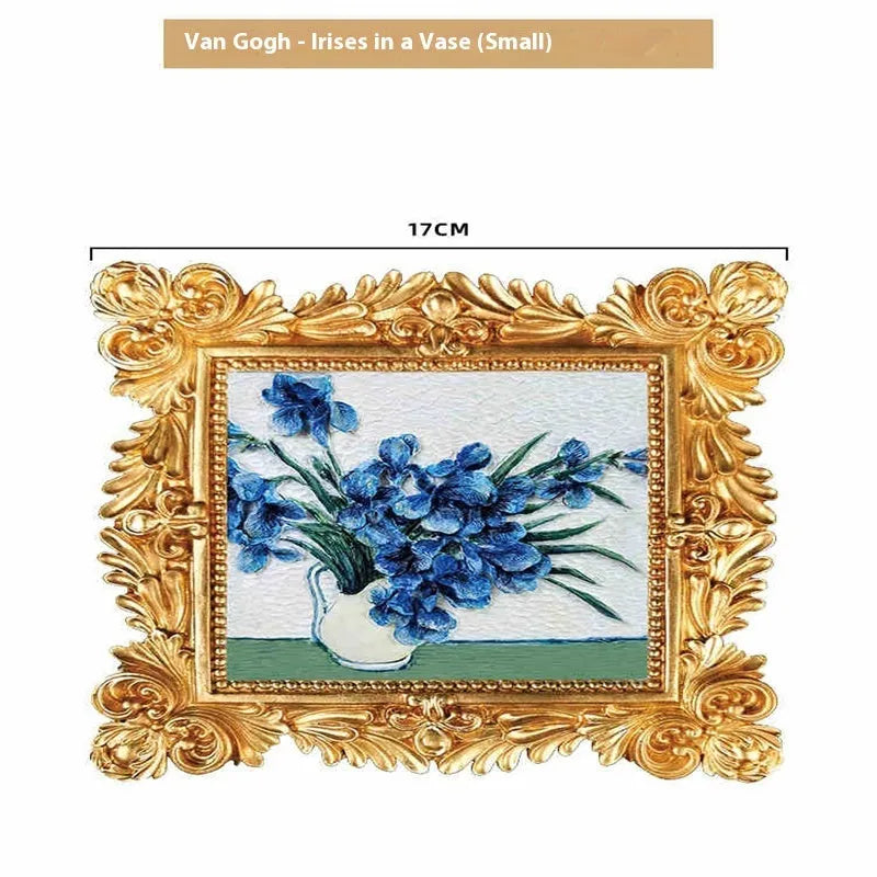 DIY oil painting by numbers kit showing framed Van Gogh Starry Night artwork with brushes and paints