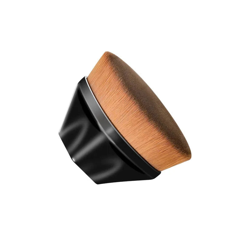 Petal foundation brush with man-made fibre bristles, plastic handle, and storage box in sakura pink or light blue