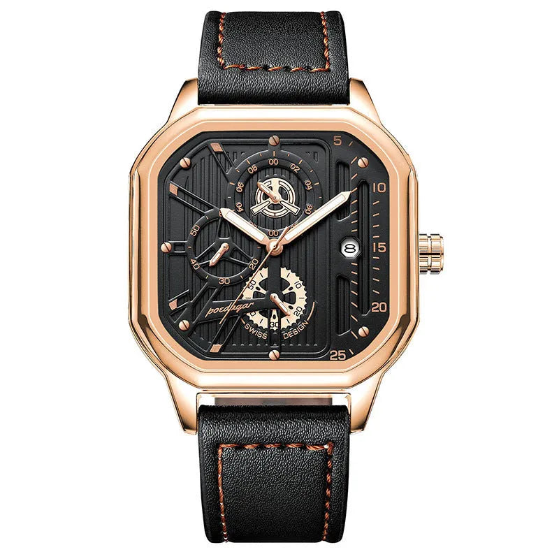 Men's belt style quartz sports watch with stainless steel case in multiple colour options