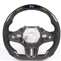 Black carbon fibre LED sports steering wheel for BMW X3 and X5 vehicles