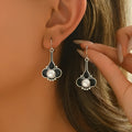 Silver retro fashion women's earrings with alloy metal construction and electroplated finish