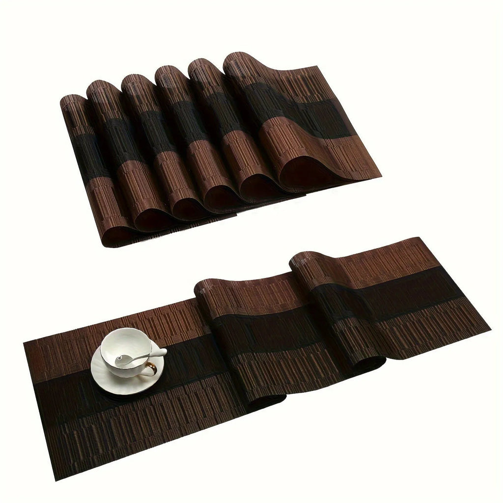 PVC non-slip table runner place mat in modern simplicity style showing gradient bamboo pattern