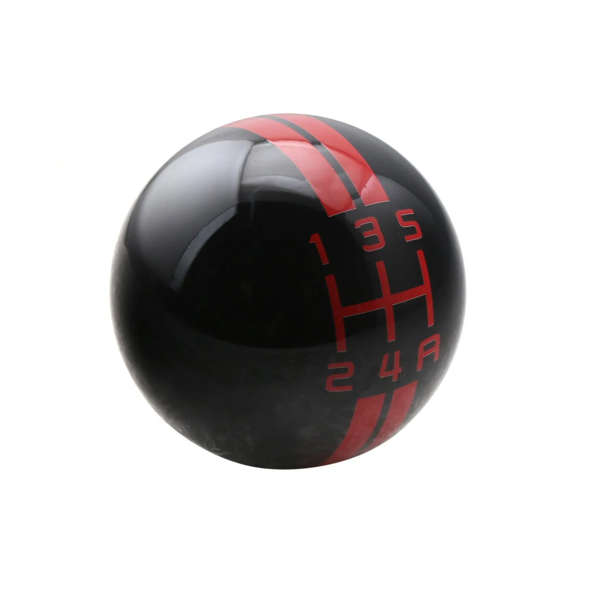 Universal black ball 5-speed car gear head with red number detailing on 5th gear position