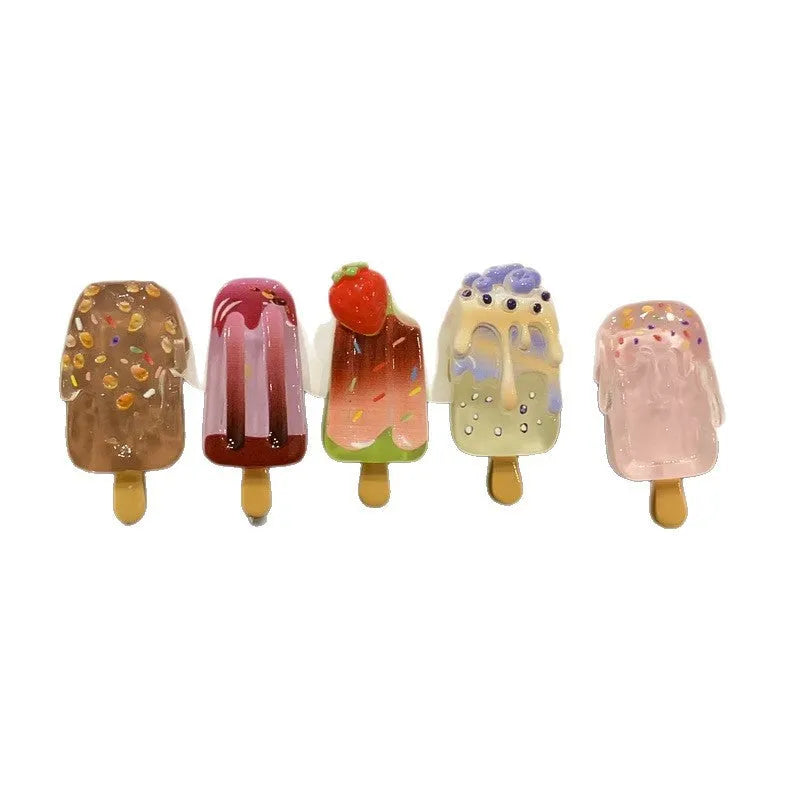 Cartoon ice cream resin hair clip barrette for women in sweet girl style