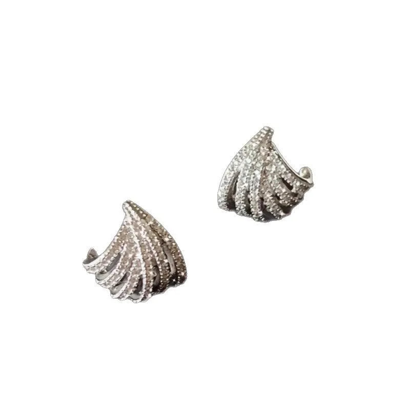 Zircon geometric line design earrings with platinum electroplating finish for women