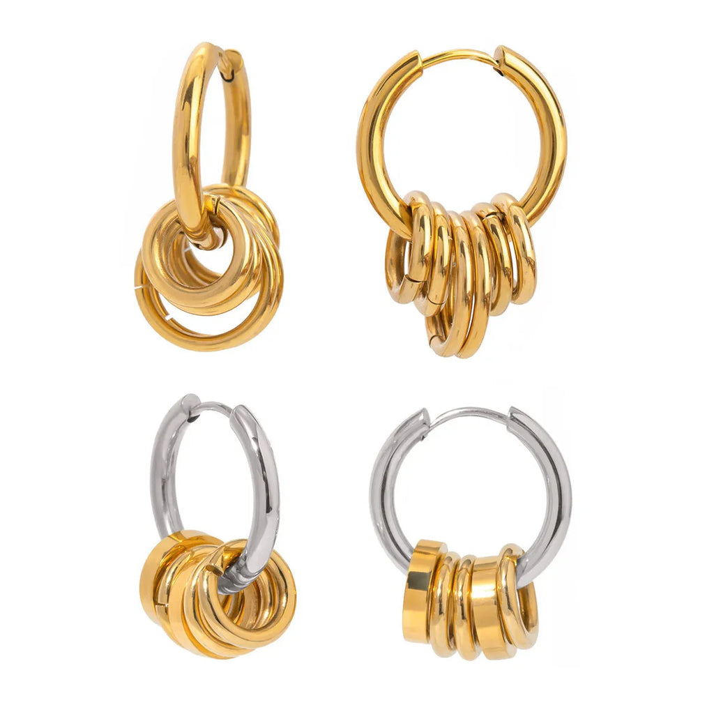 Stainless steel personality earrings with electroplated colour matching in ins style