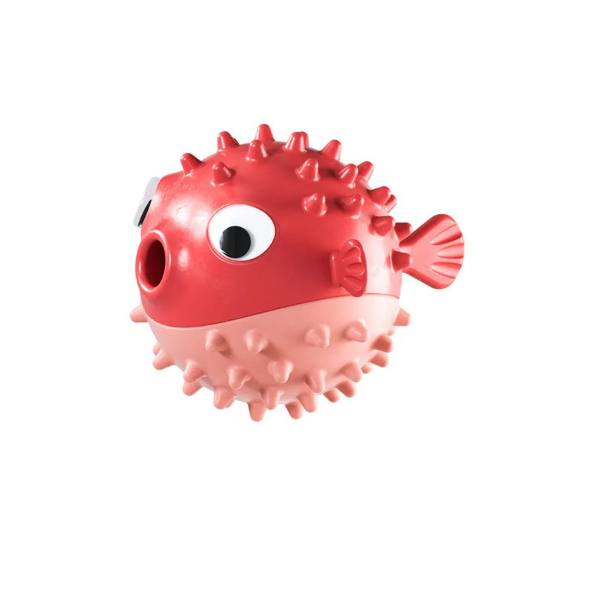 Yellow fish-shaped vinyl dog chew toy with textured surface for teeth cleaning