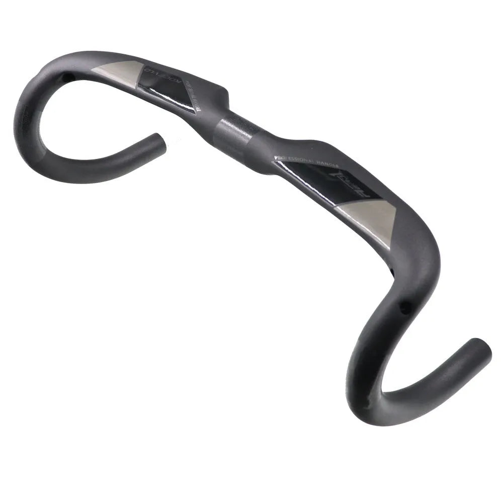Wei Bike matt carbon fibre road bike handlebar with a 20-degree bent, shown in a neutral position.