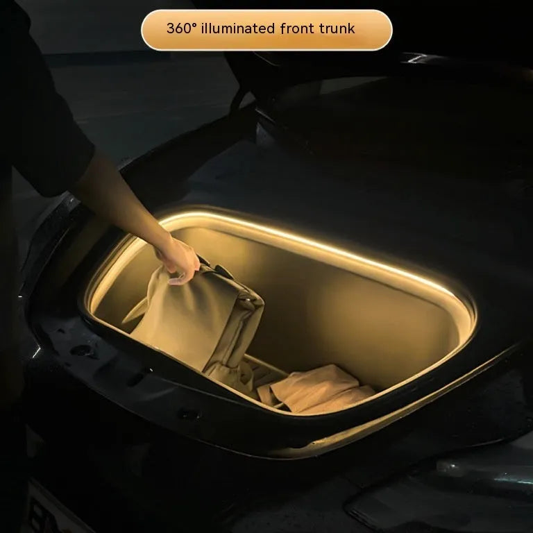 Tesla Model 3 and Y front backup box ambience light modification kit in soft silicone.