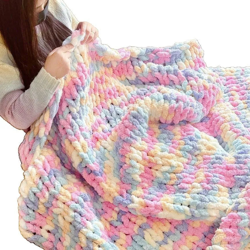 Coarse yarn chenille knitted braided gravity blanket in modern simple style shown in panda colour