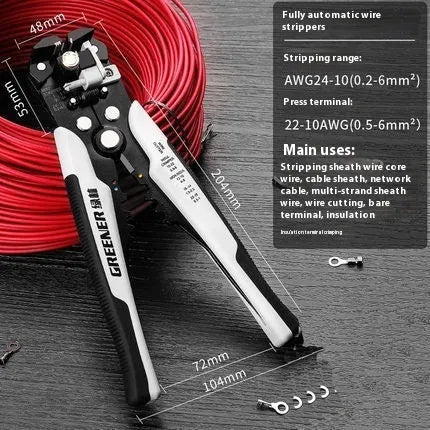 Fully automatic wire stripping pliers tool with high carbon steel blade for electrical cable preparation