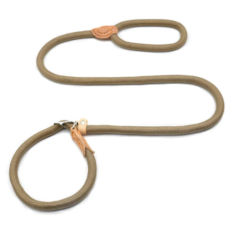 Blast race training dog collar and leash set with rope material in selected colour, showing automatic tightening feature.