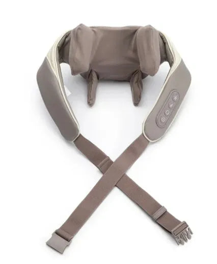 Creamy white rechargeable shoulder and neck kneading massager with infrared function