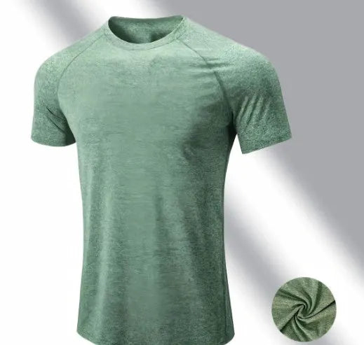 Men's quick-drying stretch casual T-shirt in black with round neck and short sleeves