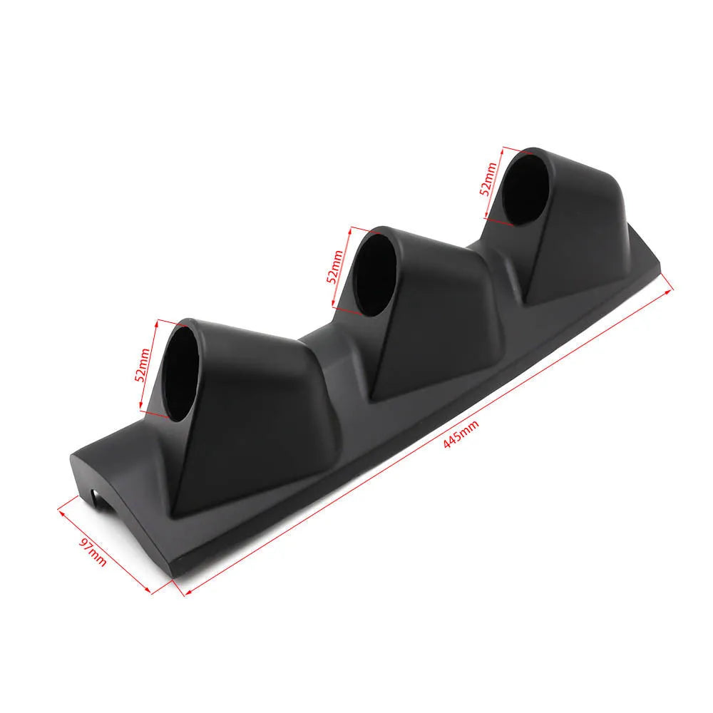 Black ABS three-hole car instrument stand for 52mm gauges in right-hand drive vehicles