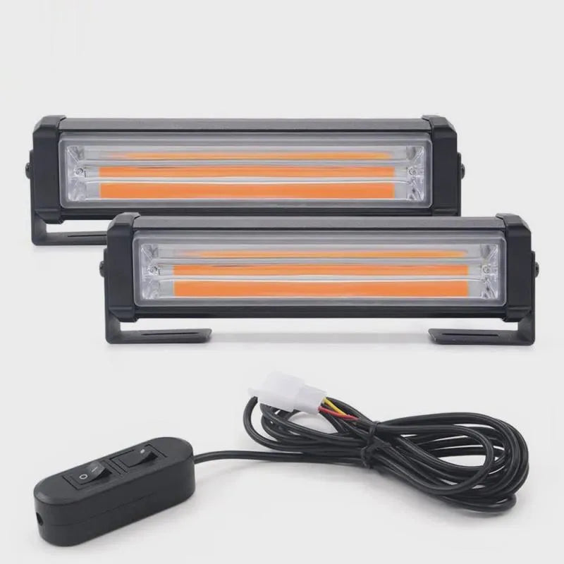 Yellow Drag Two Middle Net COB LED strobe light body, 160mm aluminum alloy housing for 12-24V vehicle warning systems