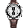 Men's multifunctional timing quartz watch with three sub-dials and luminous hands in black or brown colour options